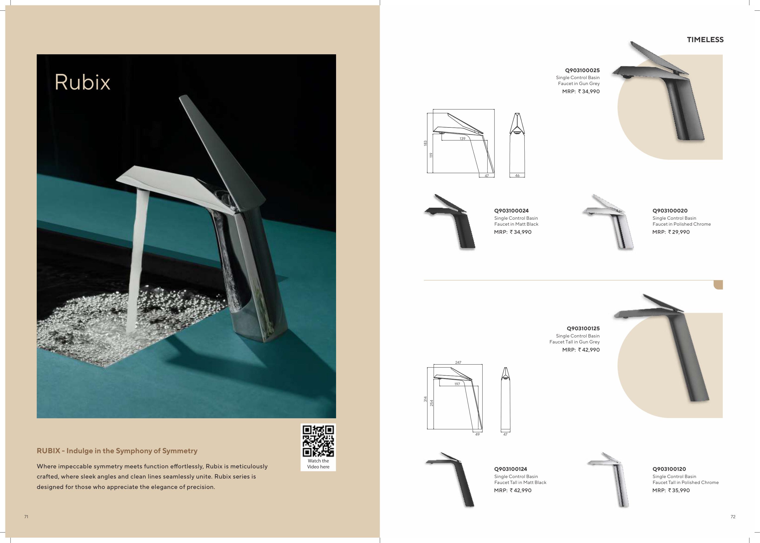 Rubix Single Control Basin Faucet Tall Gun Grey