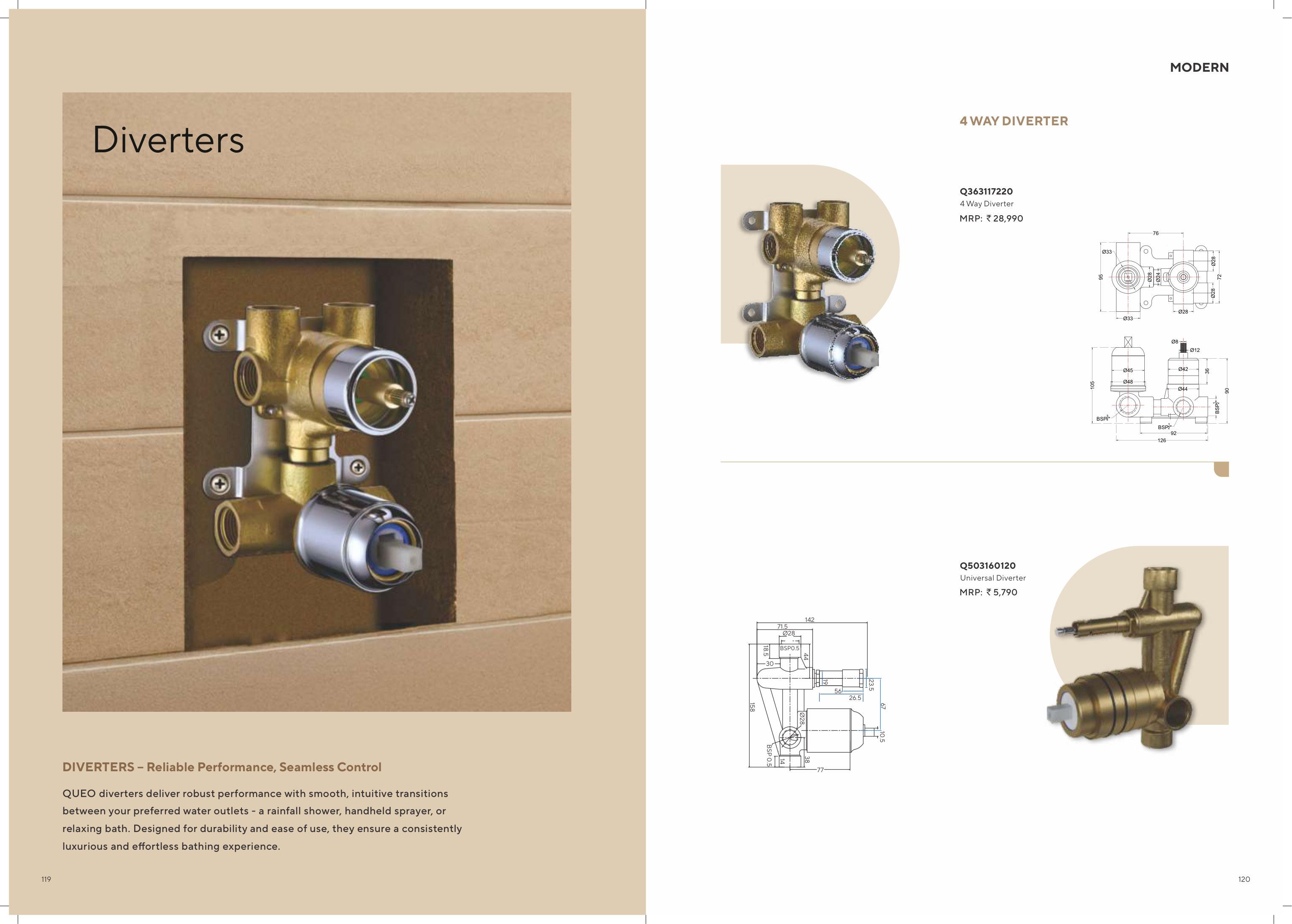 Universal Diverter Polished Chrome