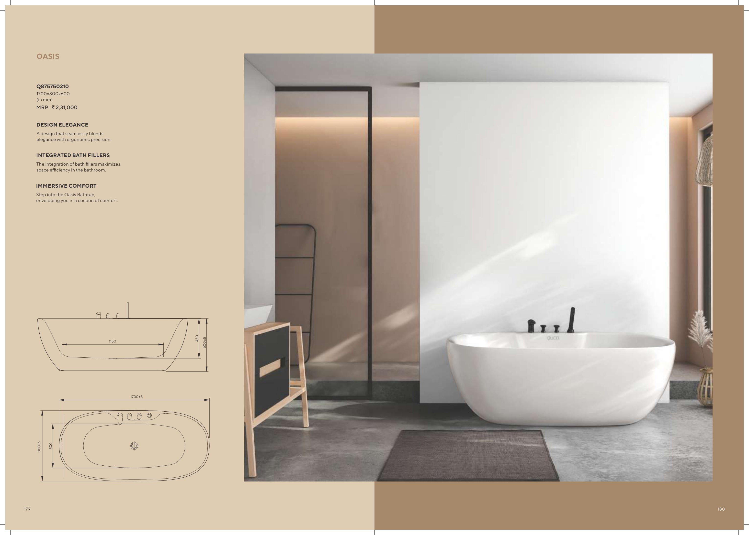 Oasis Bathtub 1700x800x600