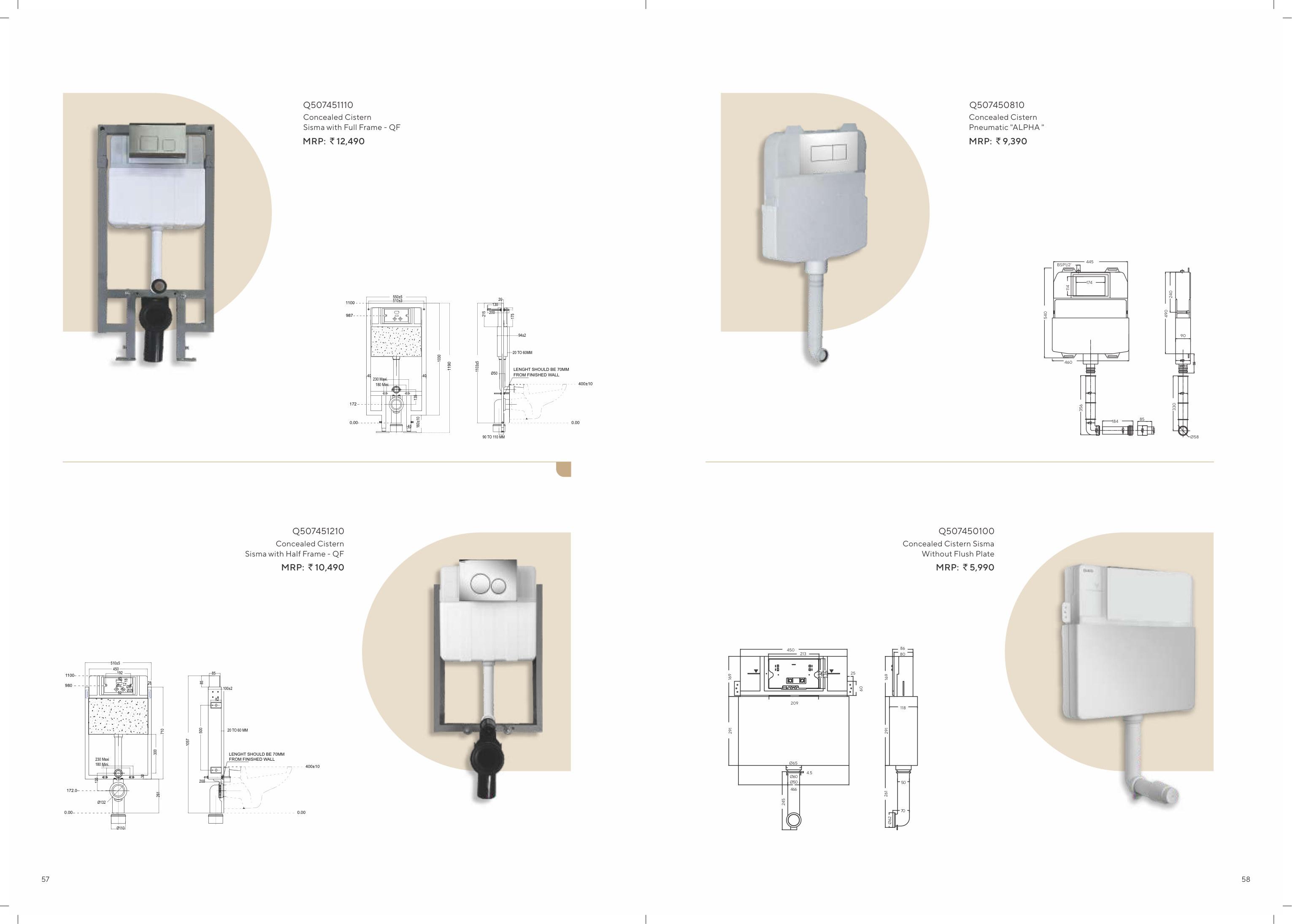 Sisma Concealed Cistern Without Flush Plate