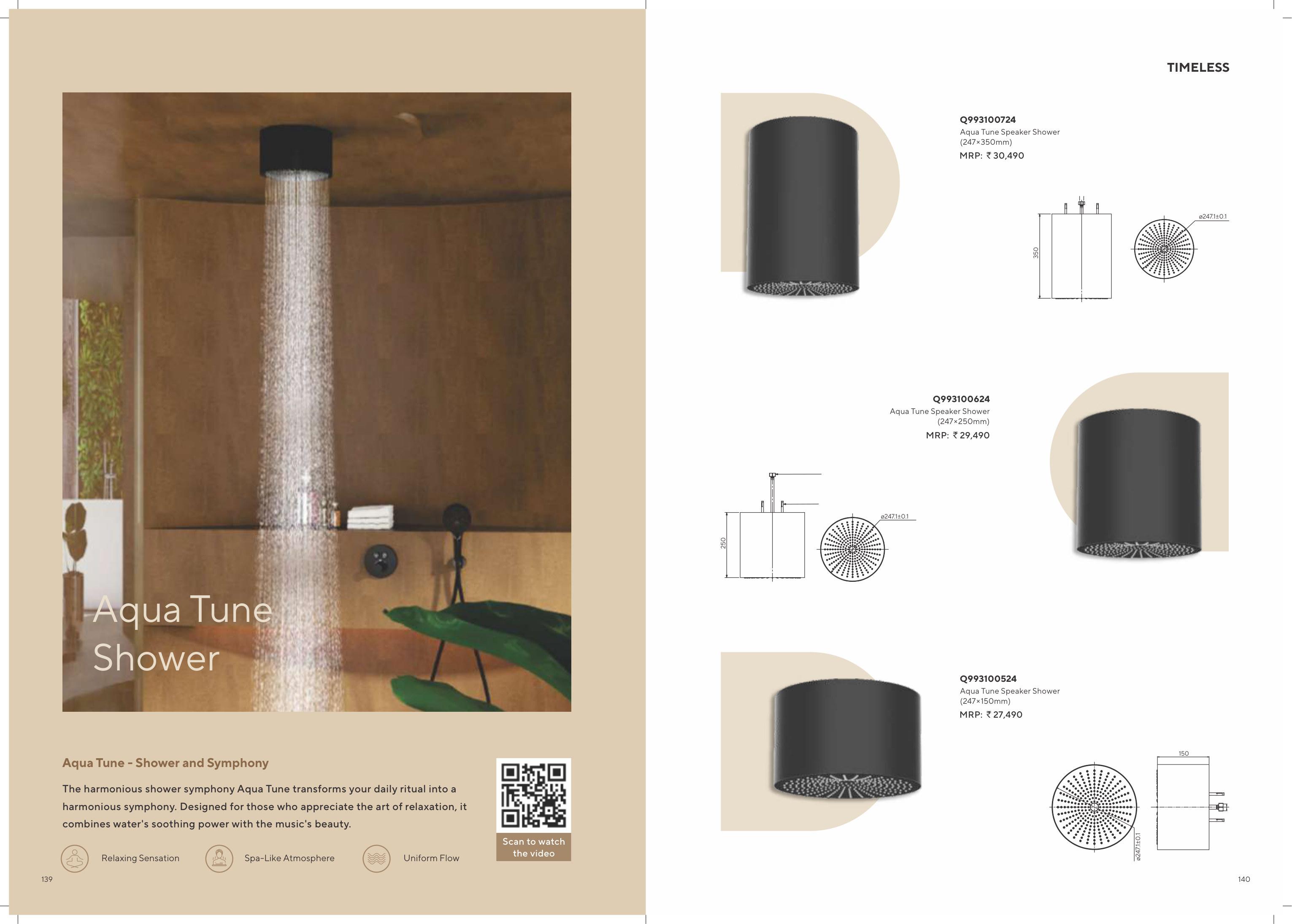 Aqua Tune Speaker Shower 247x350mm Matt Black